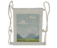 Cartoon Mountains Idyllic Drawstring Backpack