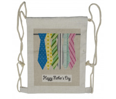 Colorful Dad Ties Theme Drawstring Backpack