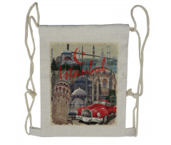 Vintage Collage Car Drawstring Backpack