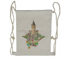 Historic Galata Tower Drawstring Backpack