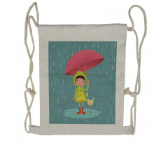 Girl with Duck Friend Drawstring Backpack