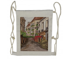 Romantic Patio Scene Sketch Drawstring Backpack