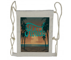 Grunge Sunset Coastline Drawstring Backpack