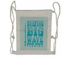 Surfing Big Wave Miami Drawstring Backpack