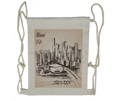 Miami Cityscape Sketch Drawstring Backpack