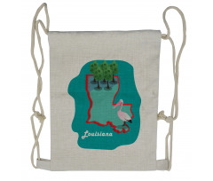 State Map with Bird Drawstring Backpack