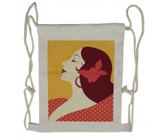 Retro Flamenco Woman Drawstring Backpack