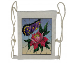 Stained Glass Butterfly Drawstring Backpack