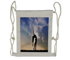 Silhouette Dancing Nature Drawstring Backpack