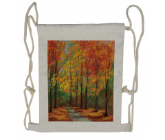 North Woods with Leaves Drawstring Backpack