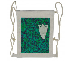 Fantasy Girl Curly Hair Drawstring Backpack