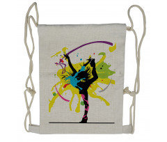 Dancing Girl Pattern Drawstring Backpack