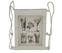 Vintage Sketch Beverage Drawstring Backpack