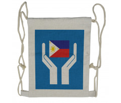 Hands Showing Flag Drawstring Backpack