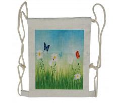 Meadow Daisies Grass Drawstring Backpack