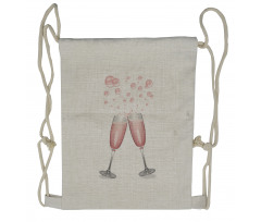 Glasses with Blush Drink Drawstring Backpack