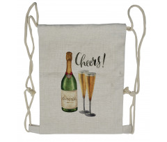 Watercolor Cheers Sketch Drawstring Backpack