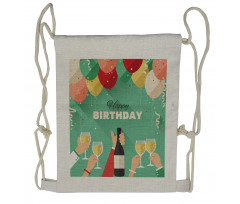 Happy Birthday Greeting Drawstring Backpack