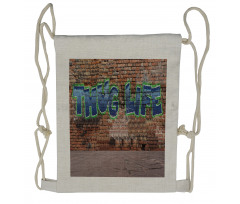 Graffiti Words Brick Wall Drawstring Backpack