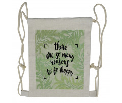 Green Leafy Branches Words Drawstring Backpack