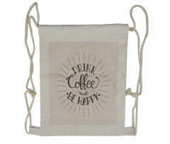 Coffee Words Grunge Effect Drawstring Backpack