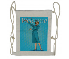 Pop Art Retro Stewardess Drawstring Backpack