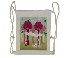 Forest with Pink Trees Drawstring Backpack