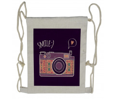 Vintage Old Camera Design Drawstring Backpack