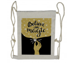 Believe in Magic Lettering Drawstring Backpack