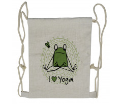 I Love Yoga Words Drawstring Backpack