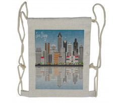 City Skyline Reflections Drawstring Backpack