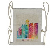 Watercolored Landmarks Drawstring Backpack