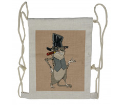 Funny Gentleman Cat Monocle Drawstring Backpack