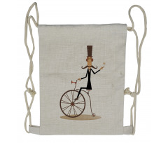 Gentleman Mustache Retro Bike Drawstring Backpack