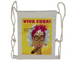 Cuban Woman Caricature Art Drawstring Backpack