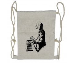 Jazz Pianist Sketch Artwork Drawstring Backpack