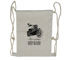 Hand-drawn Motorbike Drawstring Backpack