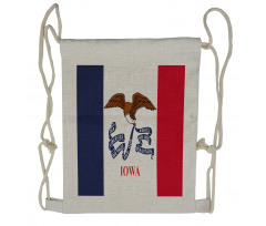 Flag Eagle and Words Drawstring Backpack