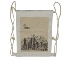 Denver City Skyline Sketch Drawstring Backpack