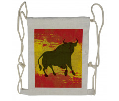 Bull Silhouette on Flag Drawstring Backpack