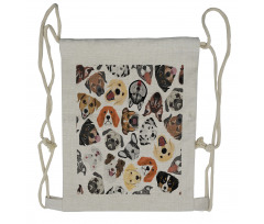 Faces of Various Dog Breeds Drawstring Backpack