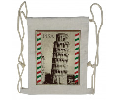 Vintage Famous Italian Tower Drawstring Backpack