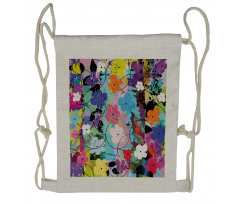 Abstract Floral Artwork Drawstring Backpack