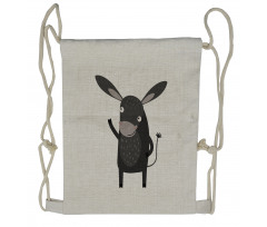 Happy Donkey with a Smile Drawstring Backpack