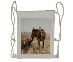 Greek Donkey in Mountains Drawstring Backpack