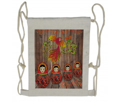 Folkloric Russian Dolls Drawstring Backpack