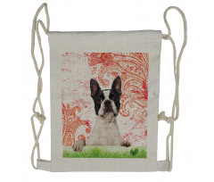 Pet Animal on Swirls Drawstring Backpack