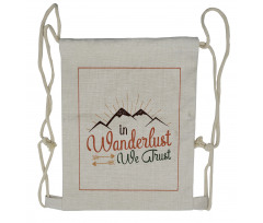 Wanderlust We Trust Text Drawstring Backpack