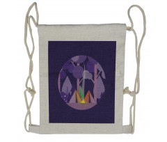 Forest Scenery with Tents Drawstring Backpack