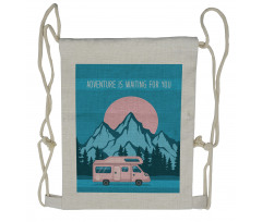 Road Trip with Caravan Pines Drawstring Backpack